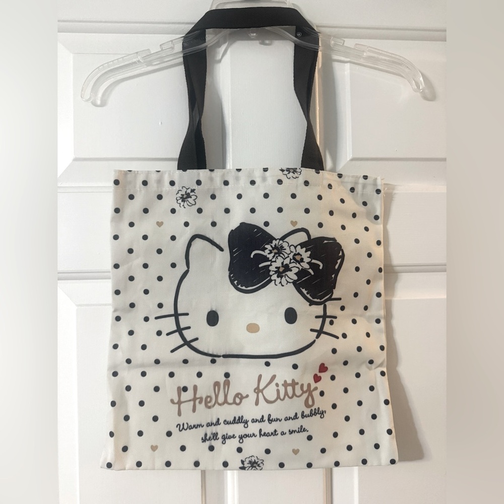 🆕 Hello Kitty Black and White Polka Dot Tote Bag